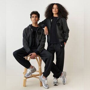 FULL SET Roots BLACK PEPPER Full Zip Hoodie Jacket Sweatpants Size XL /14 / W S